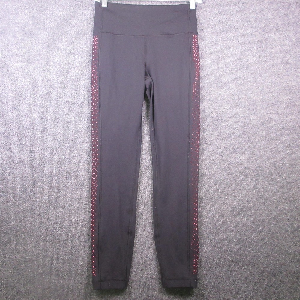Lululemon Leggings Womens 6 Black Geometric Side Panel Ankle Yoga Athletic Pants